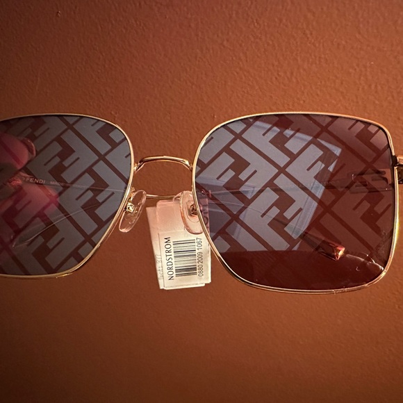 Fendi Baguette 59 mm FF Print Gold Square Frame with box and case - Picture 2 of 4